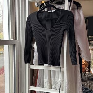 Vintage Y2K Armani Exchange Ribbed Long Sleeve Babydoll Top Size Medium